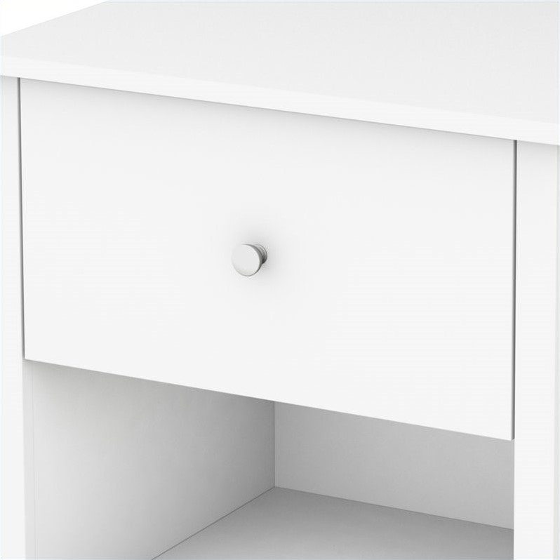 Set of 6 Drawer Double Dresser and 1 Drawer Nightstand with Matte Nickel Handles