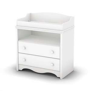 changing table and 1 crib and toddler set in pure white