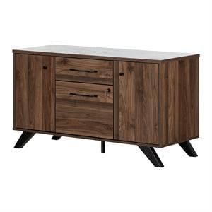 Helsy 2-Drawer Credenza with Doors-Natural Walnut-South Shore-Furniture