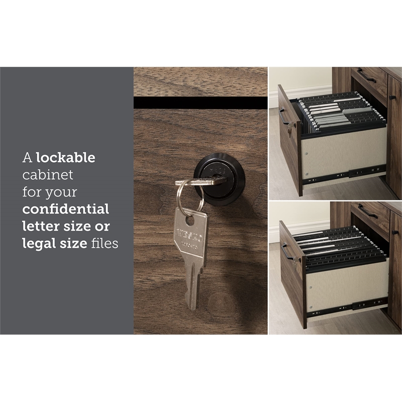 Helsy 2-Drawer Credenza with Doors-Natural Walnut-South Shore-Furniture