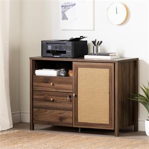 Talie 2-Drawer Credenza with Open and Closed Storage -Natural Walnut