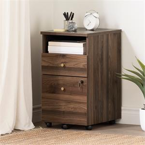 Talie 2-Drawer Mobile File Cabinet-Natural Walnut-South Shore Furniture
