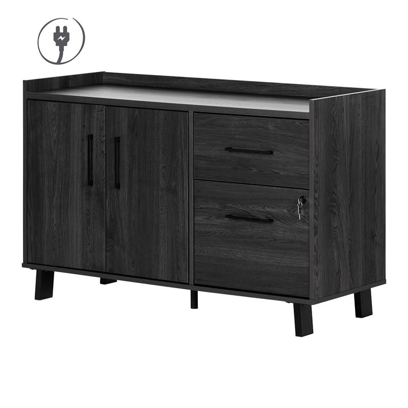 Kozack 2-Drawer Credenza with Doors-Gray Oak-South Shore Furniture
