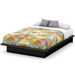 south shore step one contemporary wooden full platform bed in pure black