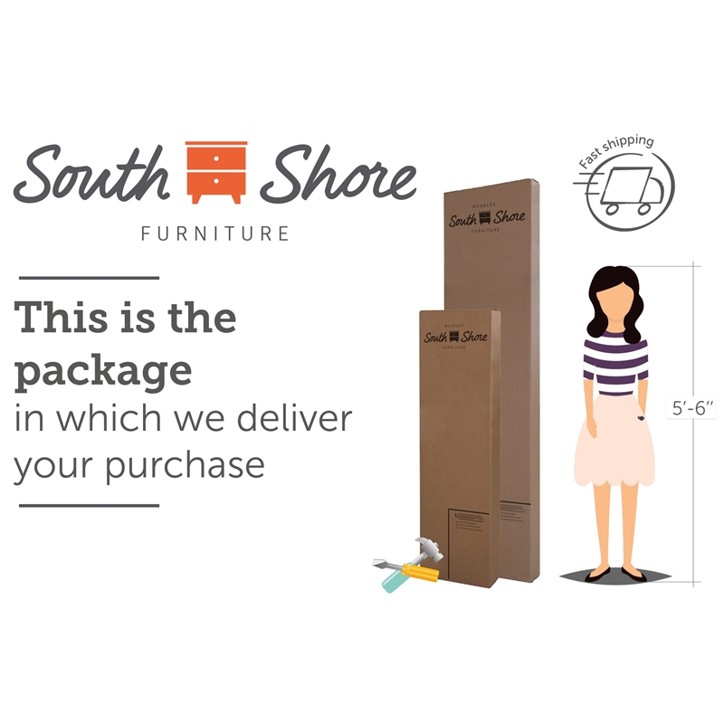 South Shore Breakwater Engineered Wood 6-Drawer Double Dresser in Pure Black