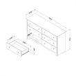 South Shore Breakwater Engineered Wood 6-Drawer Double Dresser in Pure Black