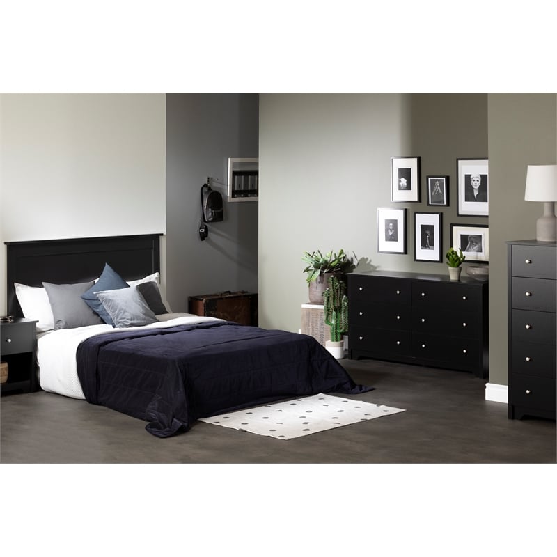 South Shore Breakwater 5 Drawer Chest in Pure Black Finish