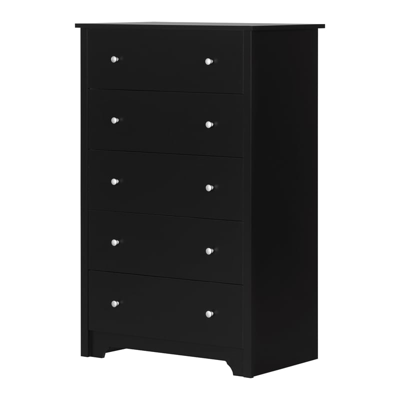 South Shore Breakwater 5 Drawer Chest in Pure Black Finish