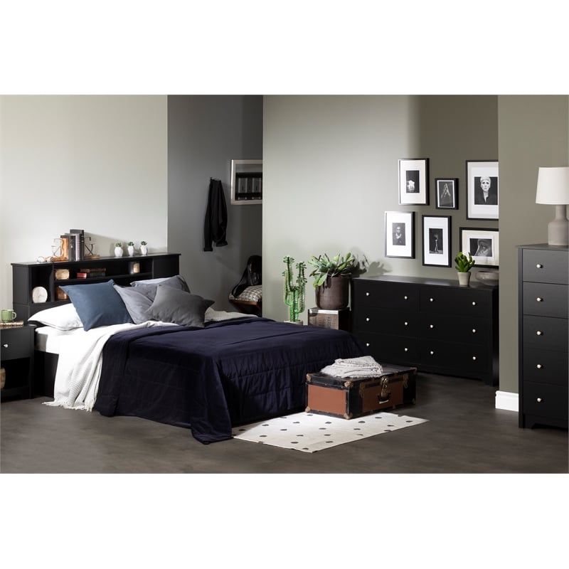 South Shore Breakwater 5 Drawer Chest in Pure Black Finish