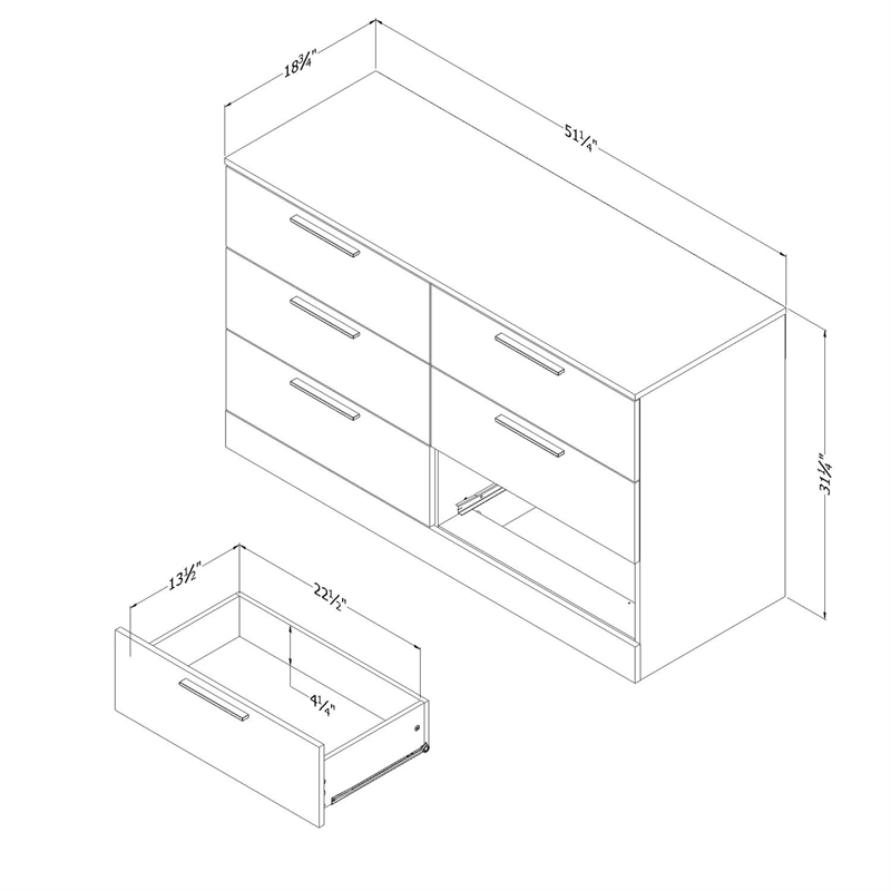 Step One Essential 6-Drawer Dresser-Winter Oak-South Shore