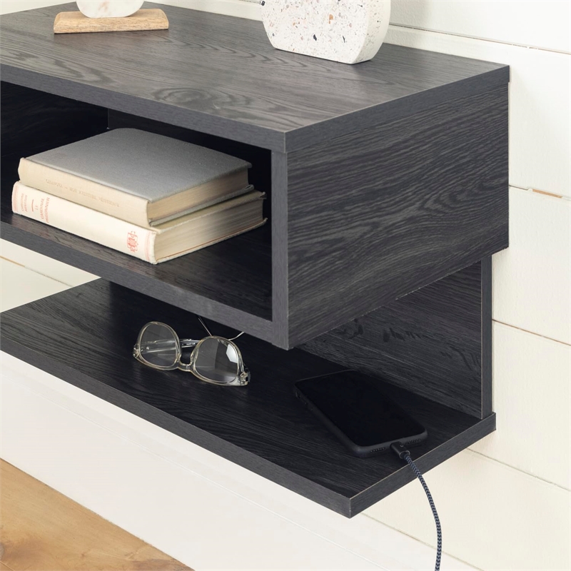Sazena Floating Nightstand-Gray Oak-South Shore
