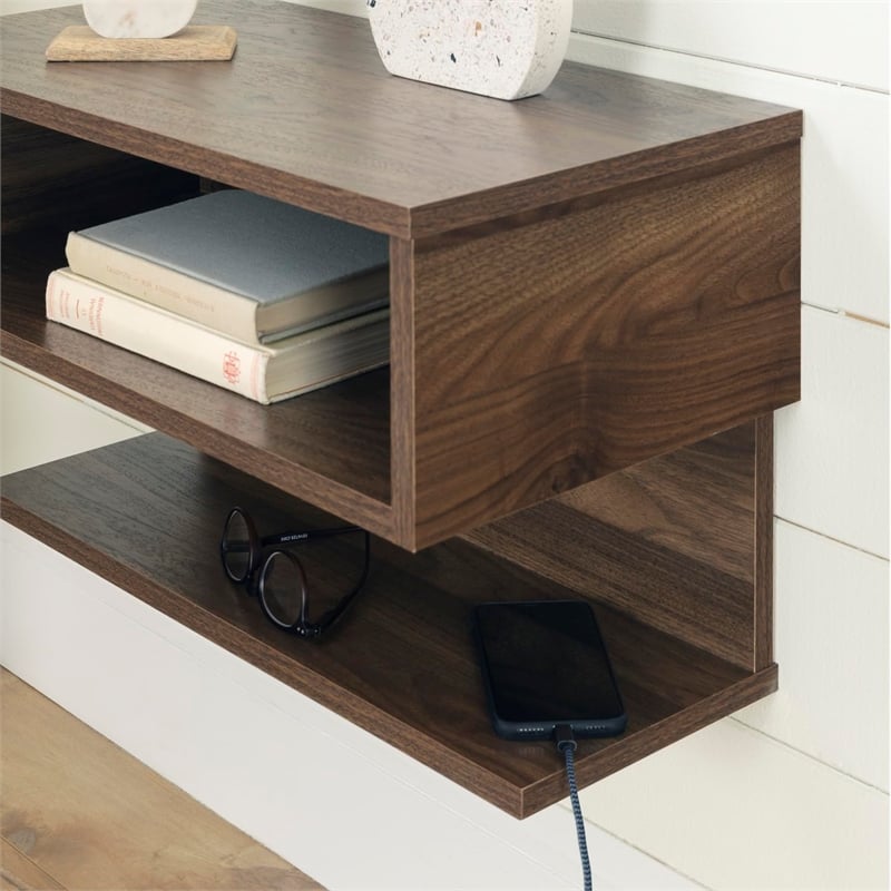 Sazena Floating Nightstand-Natural Walnut-South Shore