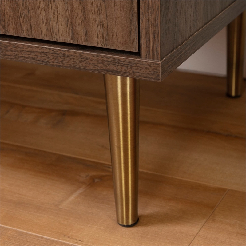 Hype Buffet with Storage-Natural Walnut and Faux Carrara Marble-South Shore