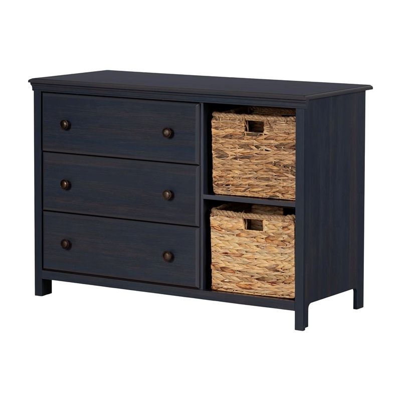 Cotton Candy 3-Drawer Dresser with Baskets-Blueberry-South Shore