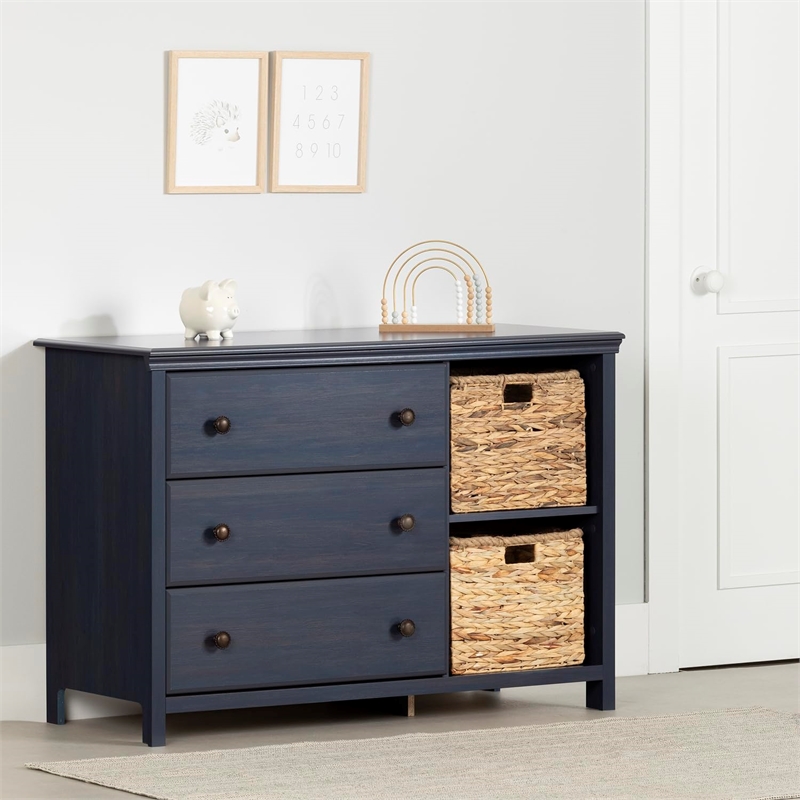Cotton Candy 3-Drawer Dresser with Baskets-Blueberry-South Shore