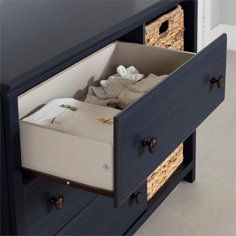 Cotton Candy 3-Drawer Dresser with Baskets-Blueberry-South Shore