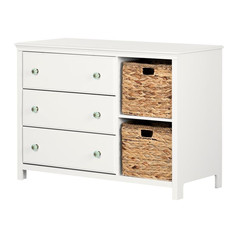 Balka 3-Drawer Dresser with Baskets-Pure White-South Shore
