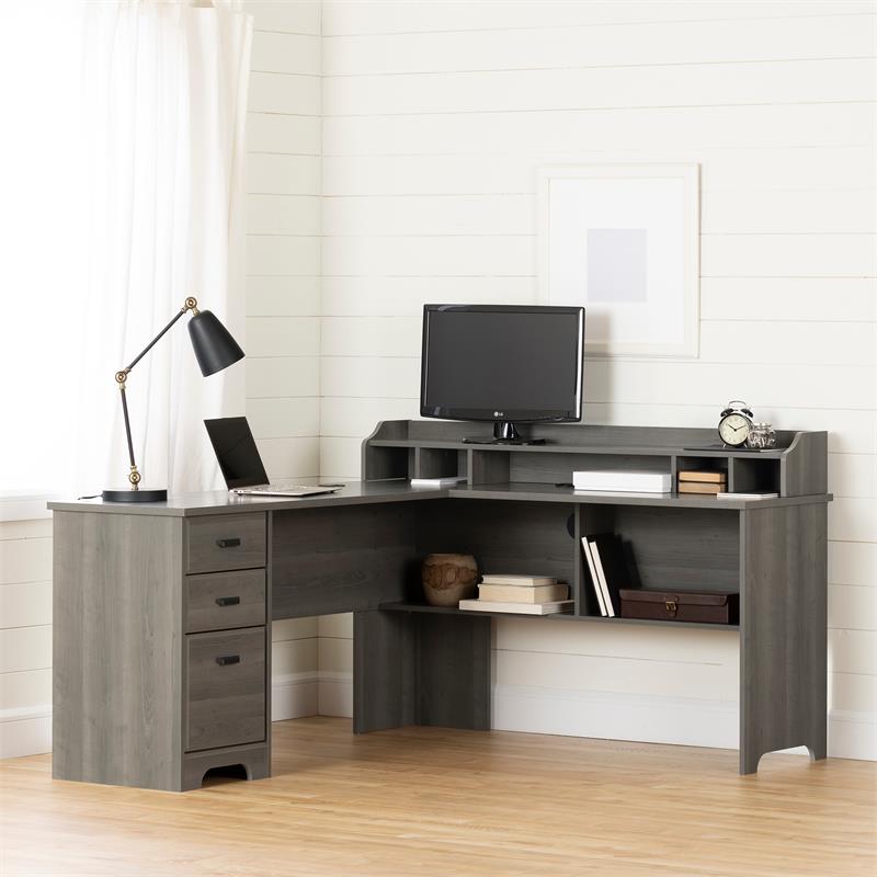 Versa LShaped DeskGray MapleSouth Shore