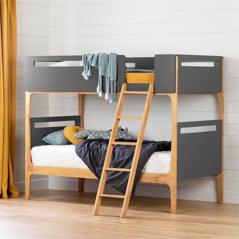 Bebble Modern Bunk Beds-Charcoal Gray-South Shore