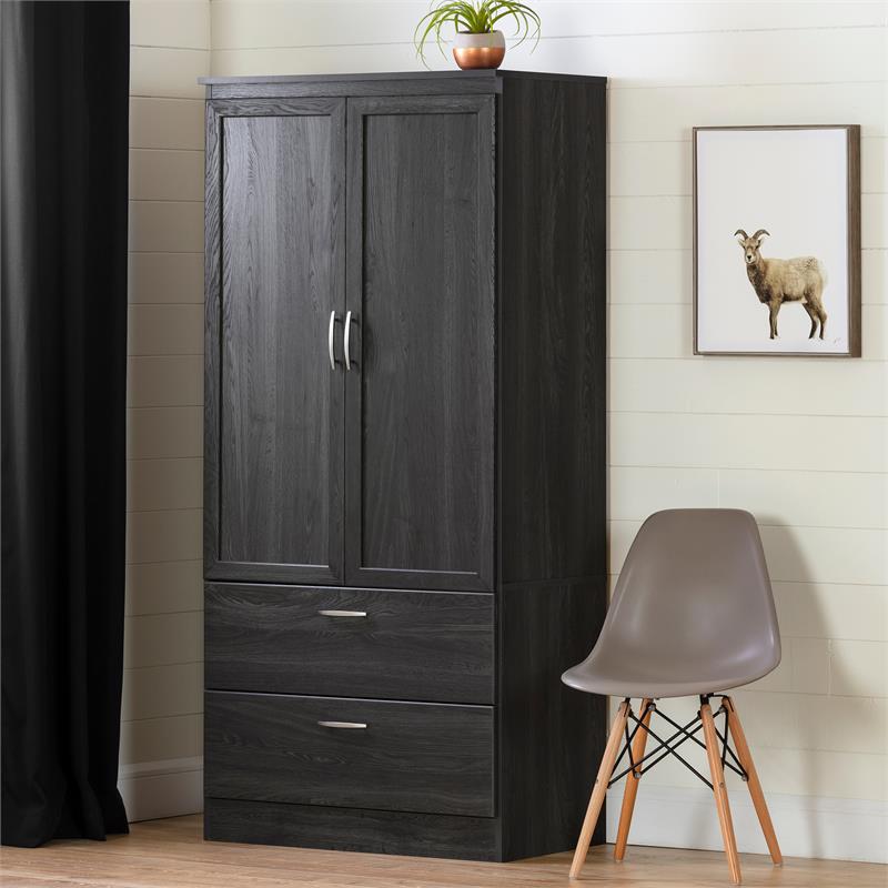 South Shore Acapella Engineered Wood Wardrobe Armoire in Gray Oak