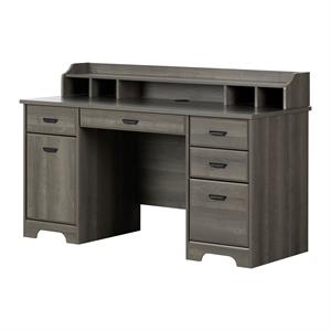 Versa Computer Office Desk with Power Bar-Gray Maple-South Shore