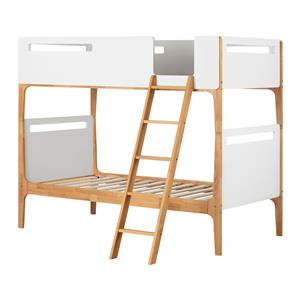 South Shore Bebble Modern Twin Over Twin Bunk Bed in Pure White