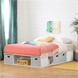 South Shore Flexible Queen Bed with Storage and Baskets in Pure White