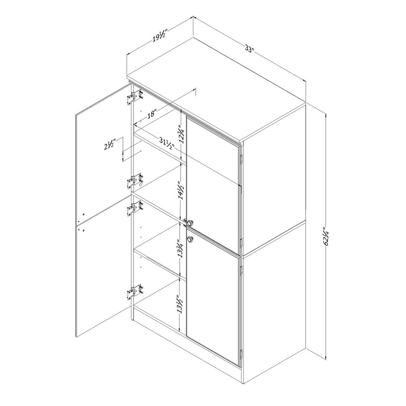 Morgan 4-Door Storage Cabinet-Weathered Oak-South Shore