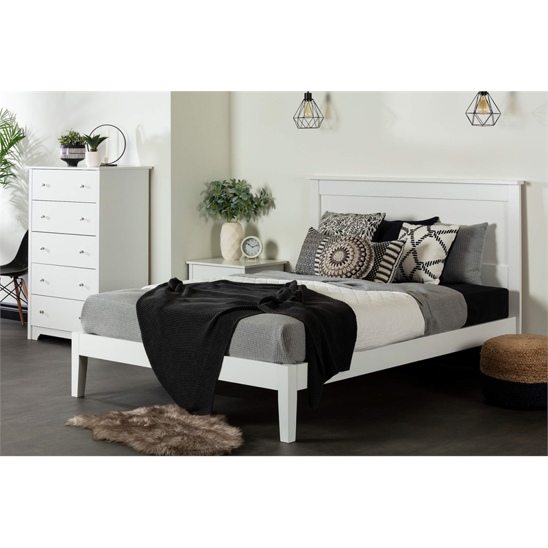 South Shore Vito Queen Platform Bed in White