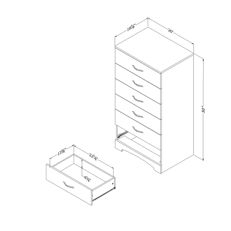 Step One 6-drawer lingerie chest -Gray Oak-South Shore