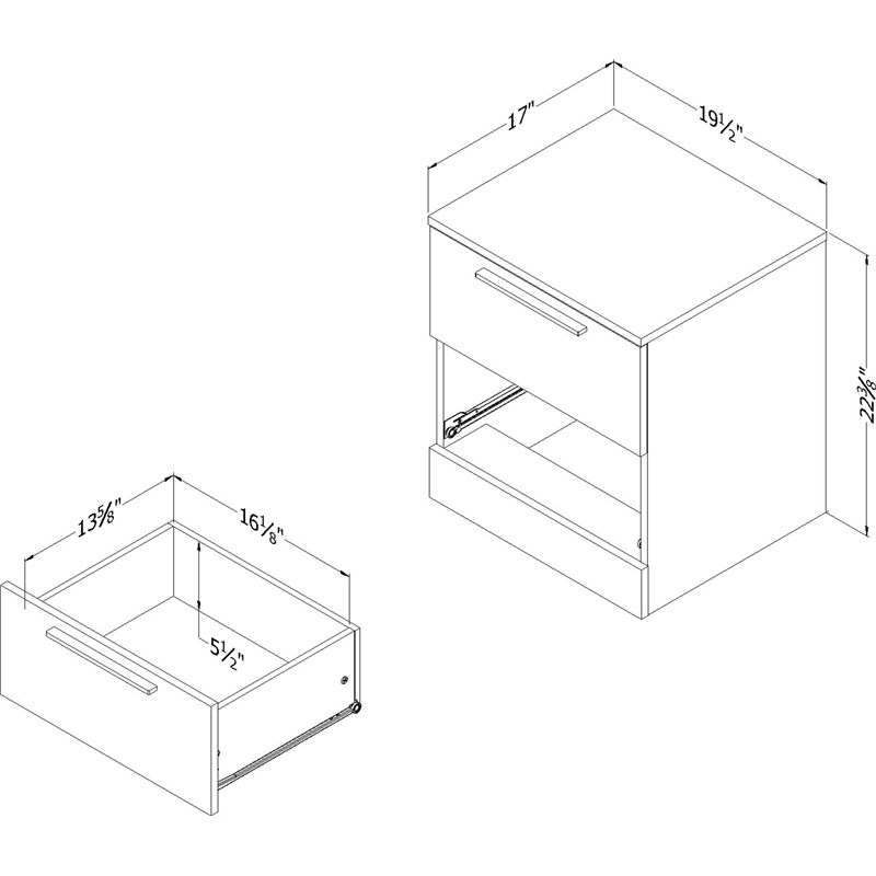 Step One Essential 2-Drawer Nightstand -Winter Oak-South Shore