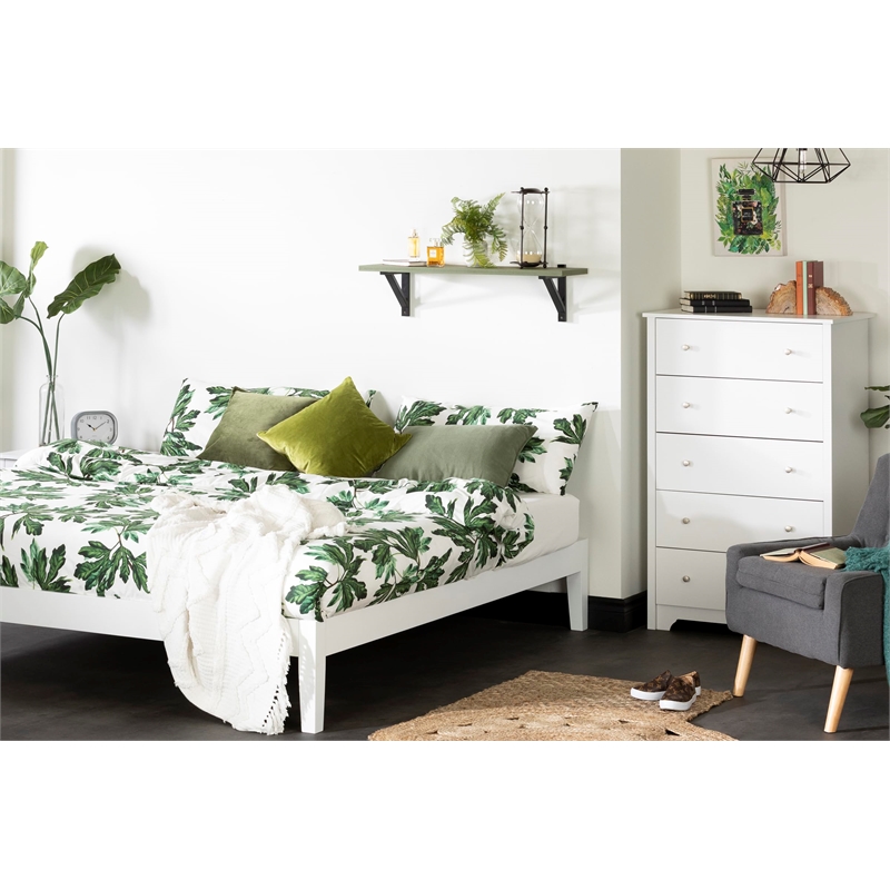 South Shore Vito King Size Platform Bed in White