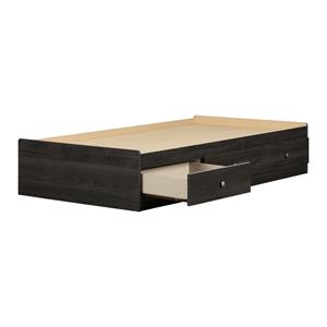 zach mates bed with 3 drawers-gray oak-south shore