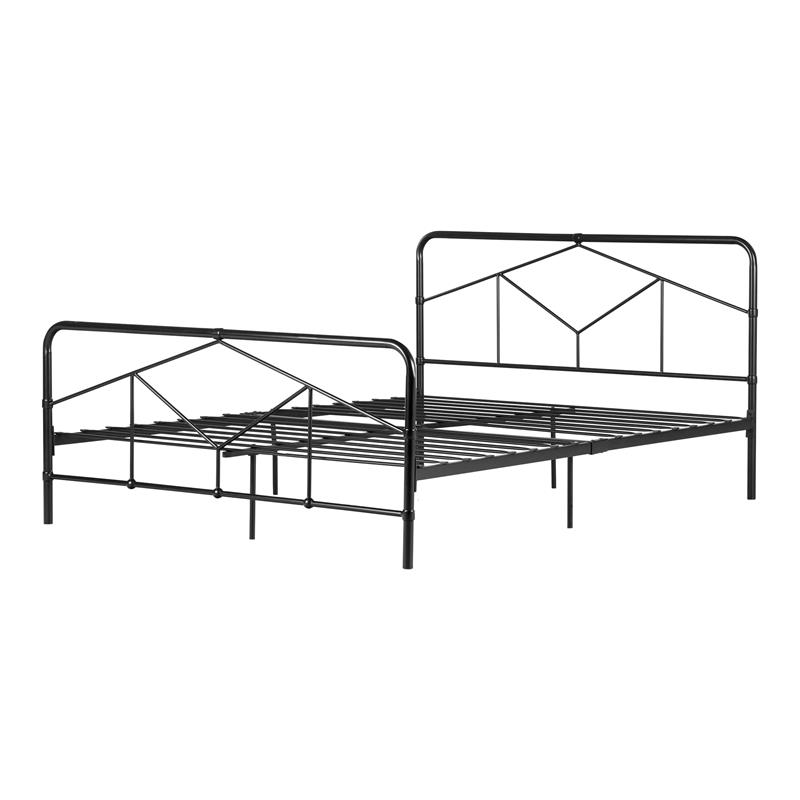 South Shore Sazena Geometric Metal Platform Bed in Black