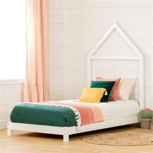 Sweedi Bed with House Frame Headboard-Pure White-South Shore