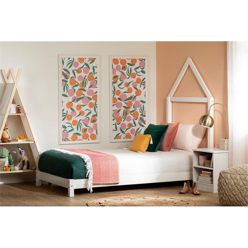 Sweedi Bed with House Frame Headboard-Pure White-South Shore