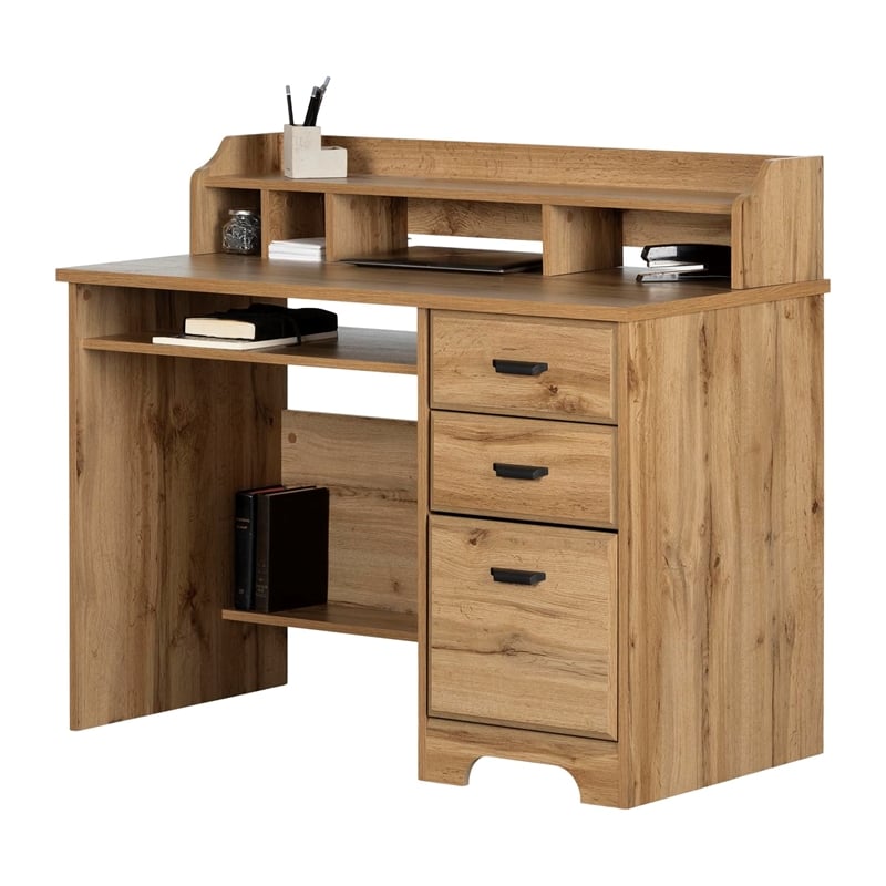 Versa Computer Desk with Hutch-Nordik Oak-South Shore