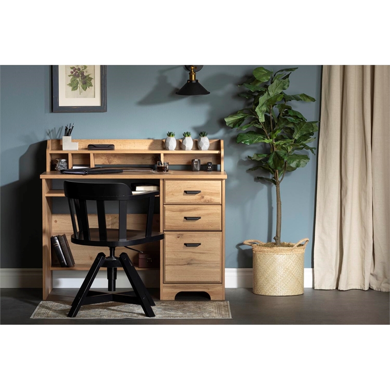Versa Computer Desk with Hutch-Nordik Oak-South Shore