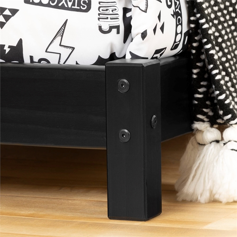 Sweedi Bed with House Frame Headboard-Matte Black-South Shore
