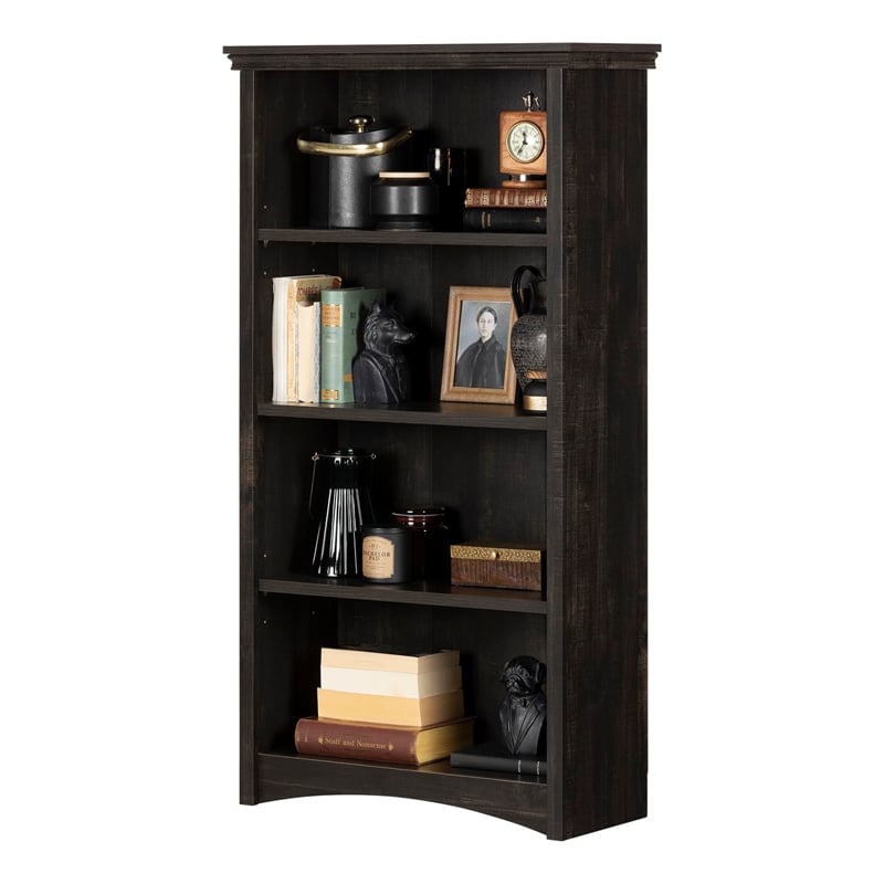 Gascony 4-Shelf Bookcase-Rubbed Black-South Shore