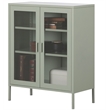 Crea Metal Mesh 2-Door Accent Cabinet-Sage Green-South Shore