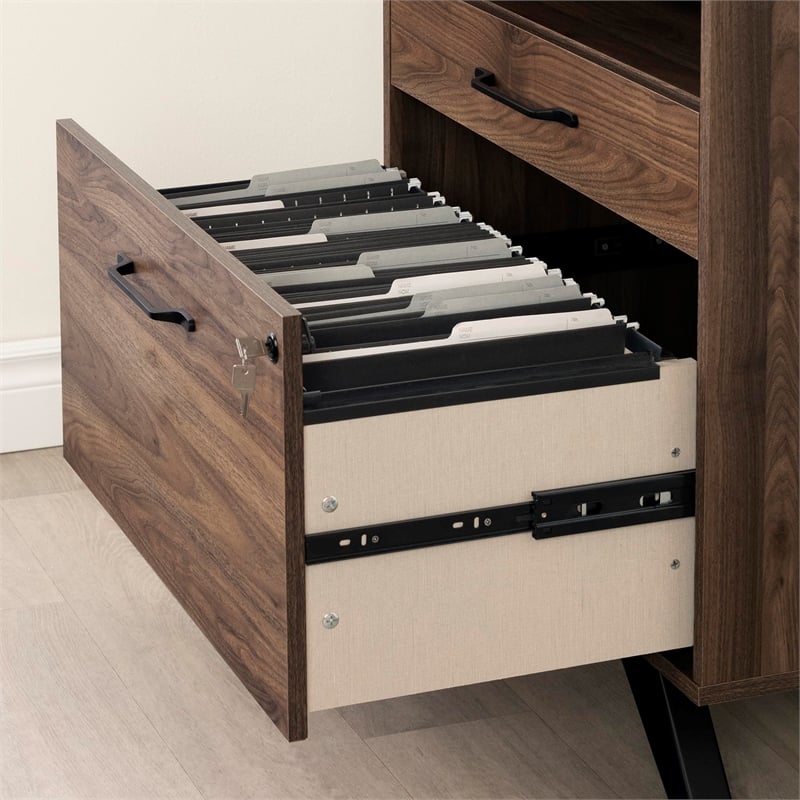 Helsy 2-Drawer File Cabinet-Natural Walnut-South Shore