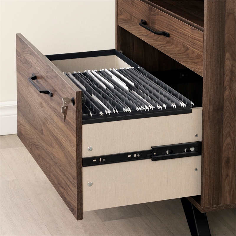 Helsy 2-Drawer File Cabinet-Natural Walnut-South Shore