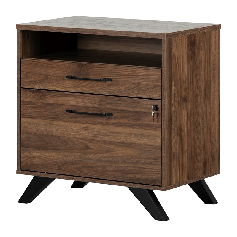 Helsy 2-Drawer File Cabinet-Natural Walnut-South Shore