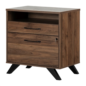 Helsy 2-Drawer File Cabinet-Natural Walnut-South Shore