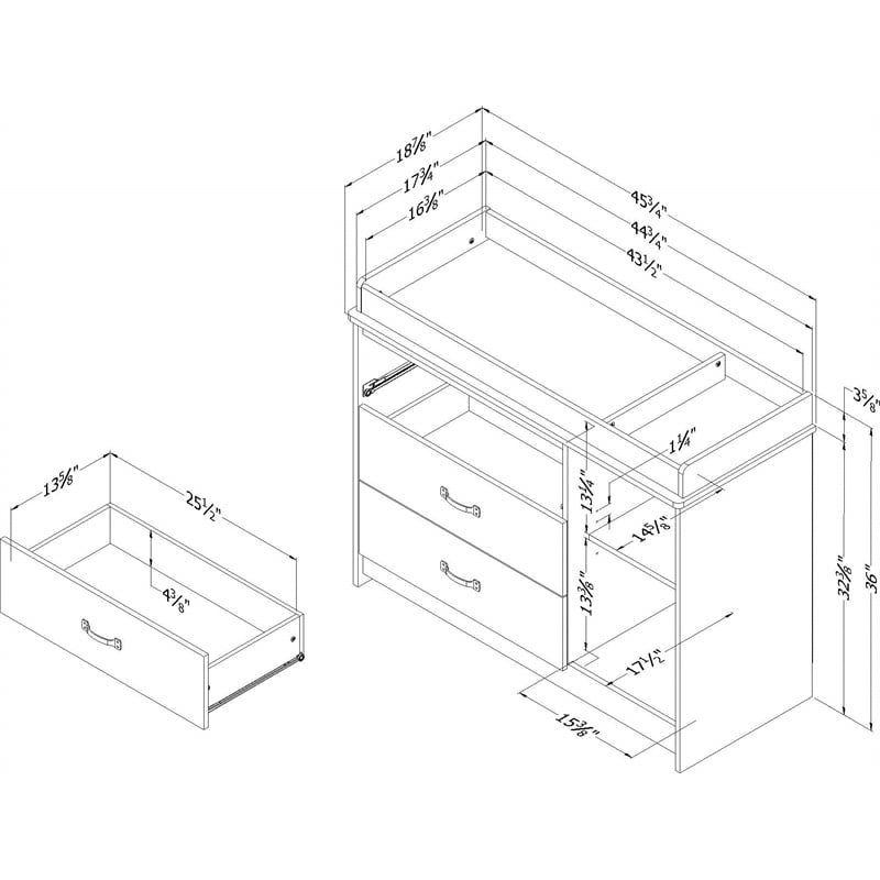 Tassio Changing Table-Gray Oak-South Shore