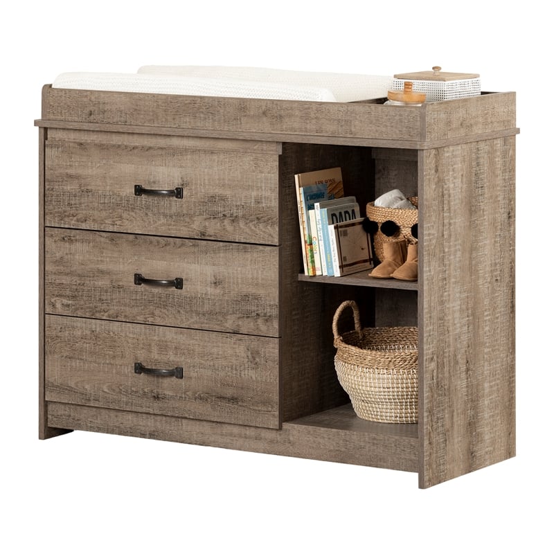 Tassio Changing Table-Weathered Oak-South Shore