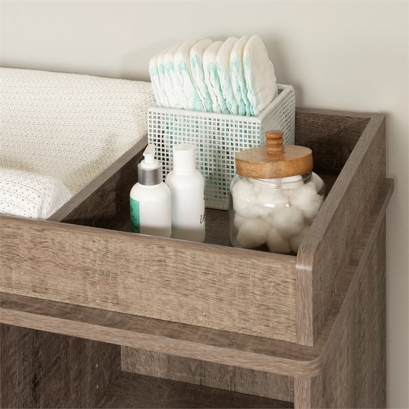 Tassio Changing Table-Weathered Oak-South Shore