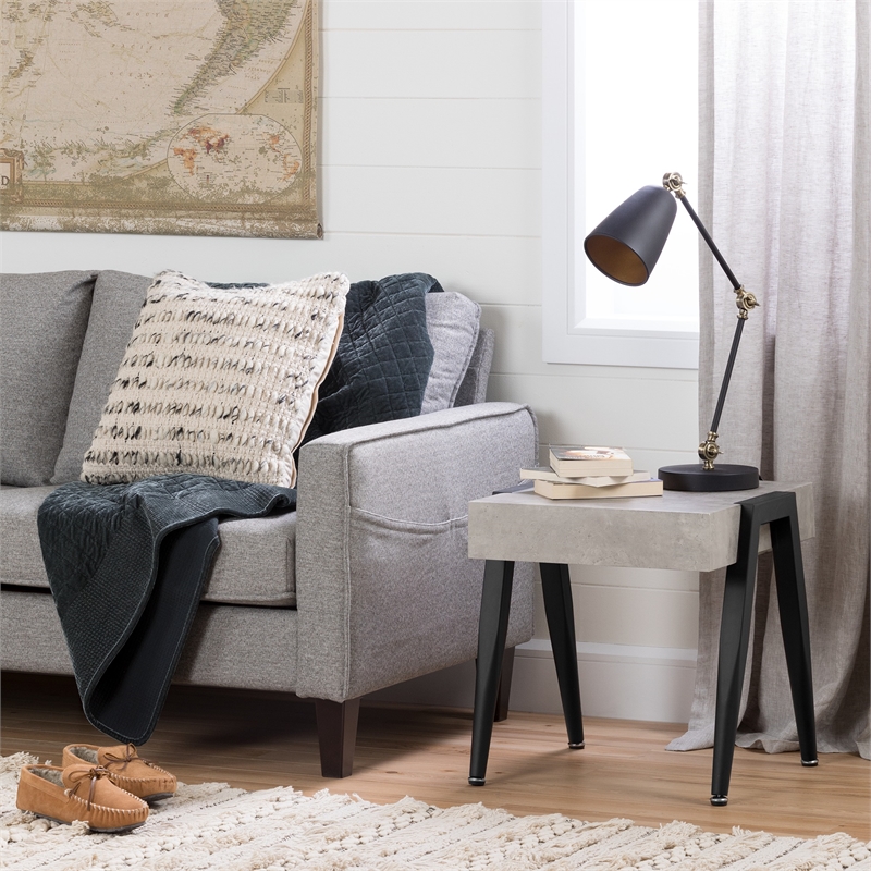 South Shore City Life Oval Coffee Table and 2 End Tables Set in Faux Concrete