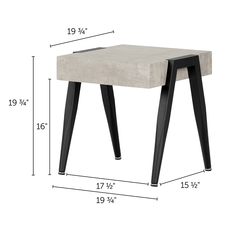South Shore City Life Oval Coffee Table and 2 End Tables Set in Faux Concrete